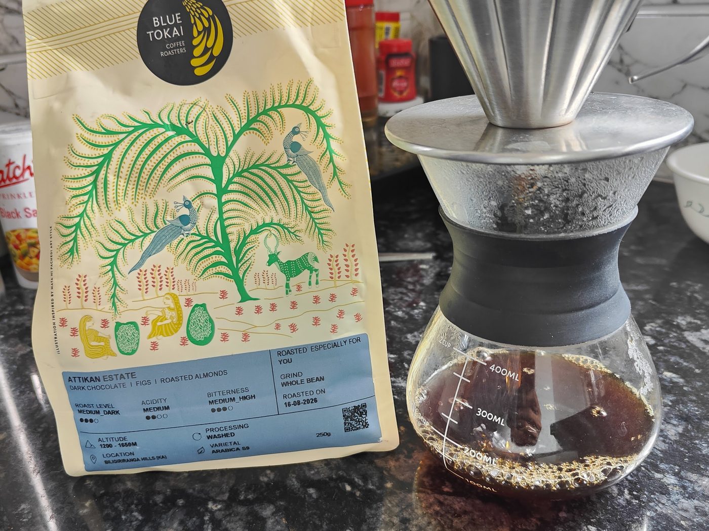 Pour-over coffee on the kitchen counter